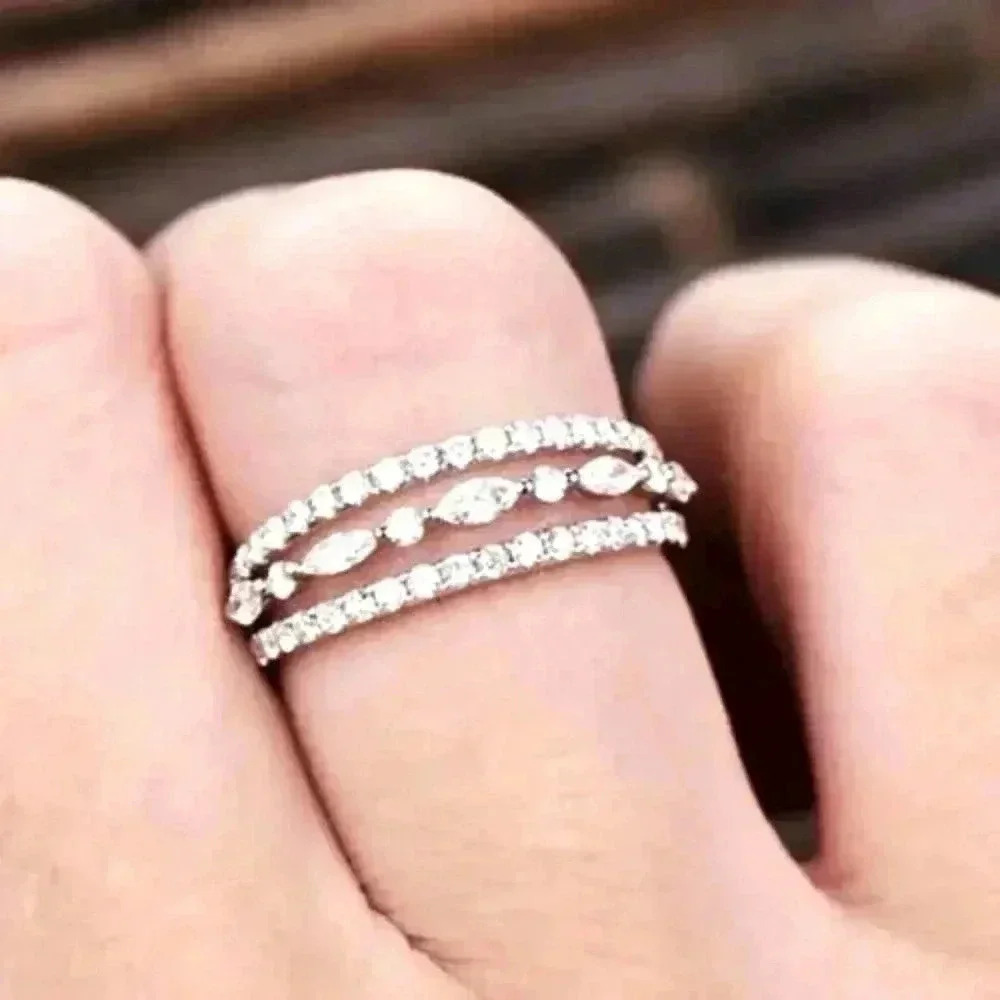 Gorgeous Boho Sterling Silver White Sapphires Ring